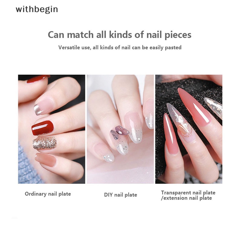 Set 240 Móng Tay Giả Trong Suốt Siêu Mỏng Tự Dính Hai Mặt Màu Hồng