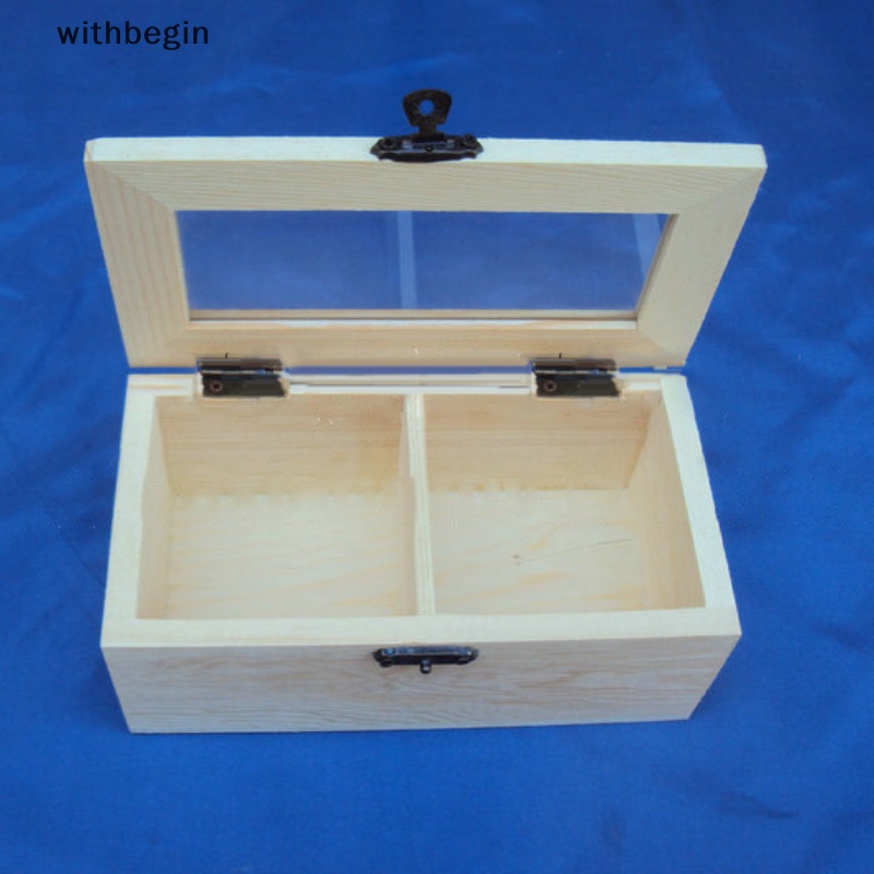 Hộp Gỗ 2 Ngăn Mặt Kính Đựng Trang Sức Làm Quà Tặng Tiện Dụng