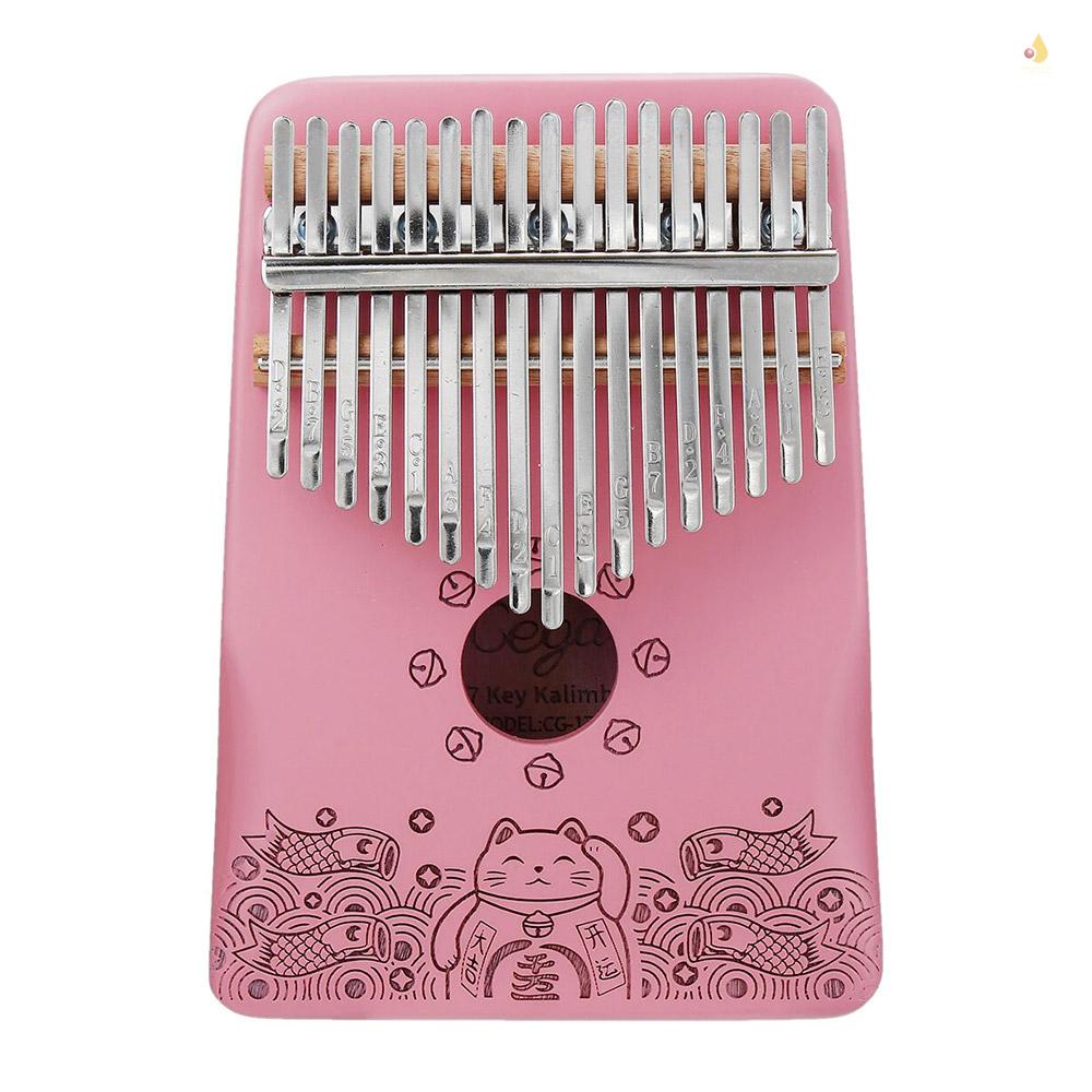 Đàn Kalimbas 17 Phím Bằng Gỗ Trơn Che Phủ Toàn Diện Kèm Búa Làm Sạch