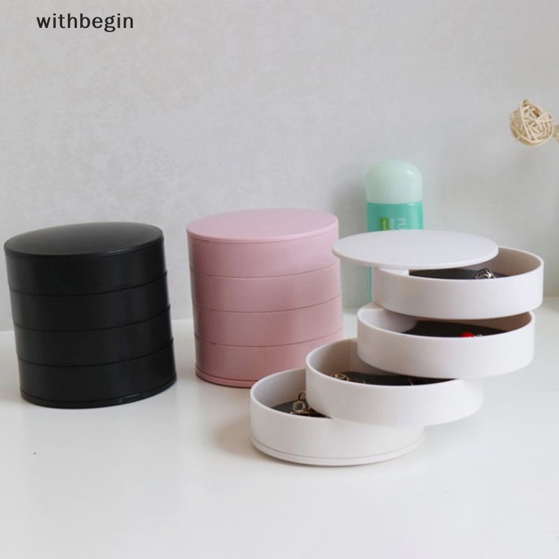 Hộp Đựng Trang Sức 4 Tầng Xoay Được Có Nắp Thời Trang Thích Hợp Làm Quà Sinh Nhật Cho Bạn Nữ