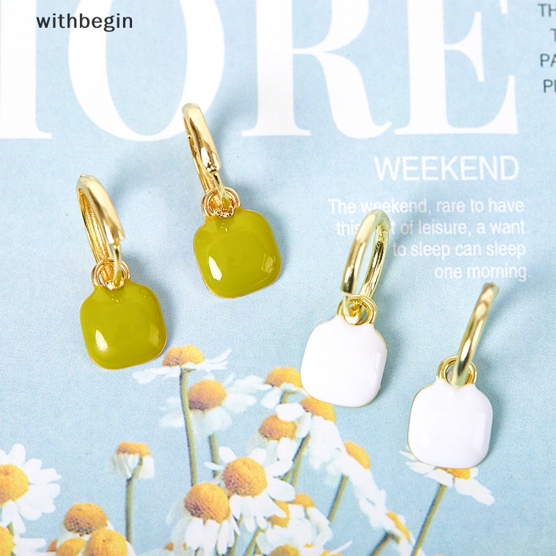 1 Đôi Bông Tai Hình Vuông / Trái Tim Phong Cách Pháp Cổ Điển Thời Trang Cho Nữ