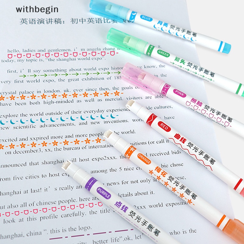 Bộ 6 Bút Đánh Dấu Đầu Lăn Nhiều Đường Viền Cong Nhiều Họa Tiết Graffiti Nghệ Thuật