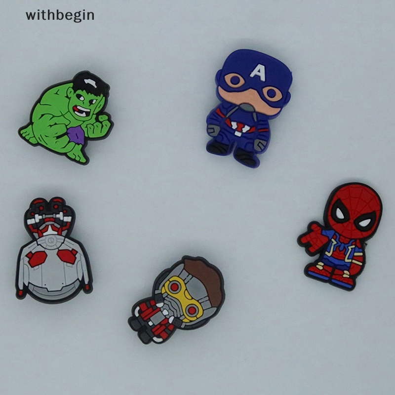 DISNEY Bộ 10 Phụ Kiện Xăng đan Bằng PVC Hình Siêu Anh Hùng Marvel DIY Dễ Thương Có Thể Tháo Rời Trang Trí Cho Bé Trai