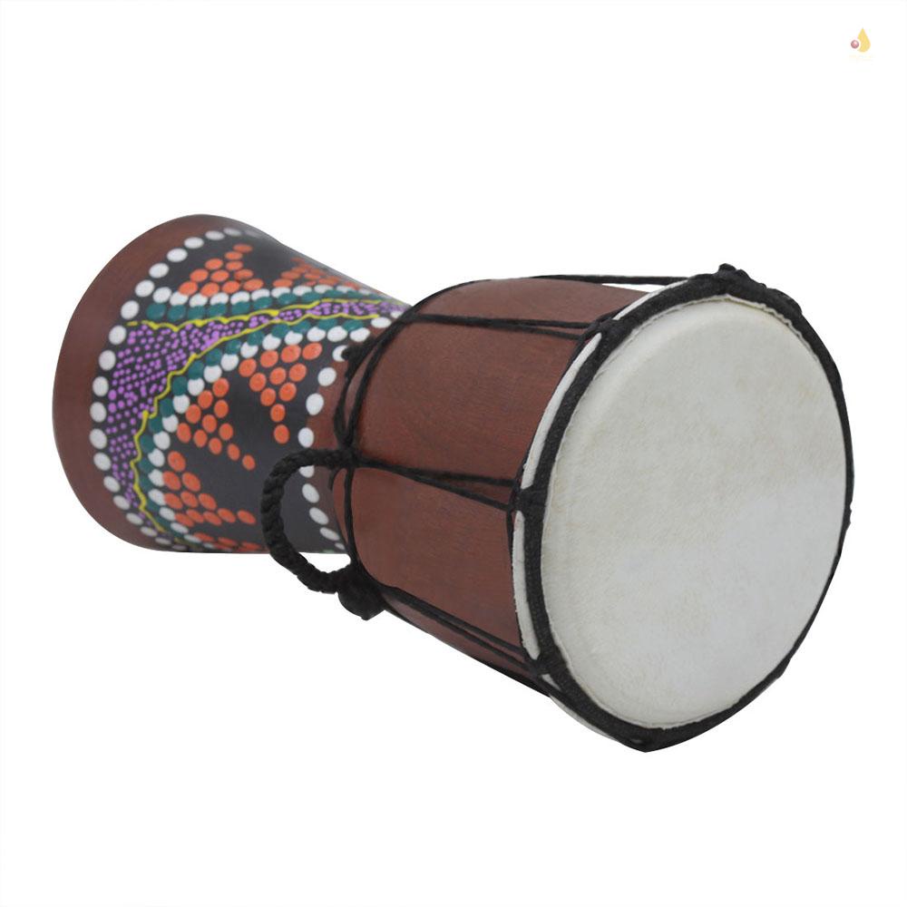 Trống Djembe Bongo Bằng Gỗ Kích Thước Nhỏ Gọn 4 Inch Họa Tiết Nhiều Màu Sắc