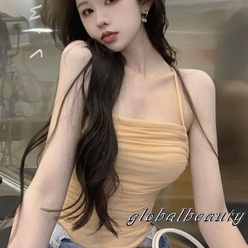 Áo Liền Thân Không Tay Cổ Vuông Màu Trơn Thiết Kế Đan Dây Chéo Lưng Thời Trang Dự Tiệc Cho Nữ