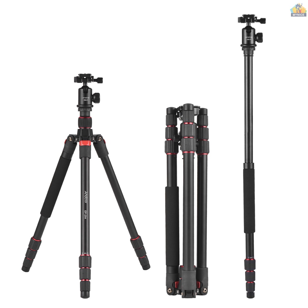 Giá Đỡ Ba Chân Di Động Bằng Hợp Kim Nhôm Andoer 153cm / 60in Có Thể Tháo Rời 360 Độ Cho Máy Ảnh°Đầu Bi Xoay Chịu Tải 10kg / 22lbs Kèm Túi Đựng Cho Máy Ảnh DSLR