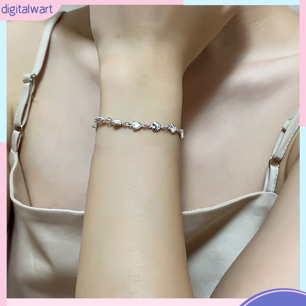 Vòng Tay Dây Xích Hình Trái Tim Lãng Mạn Dễ Phối Đồ Có Thể Điều Chỉnh Cho Nữ