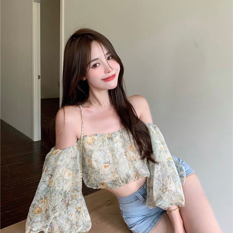 Áo Sơ Mi Chiffon Họa Tiết Hoa Phong Cách Thời Trang Hàn Quốc