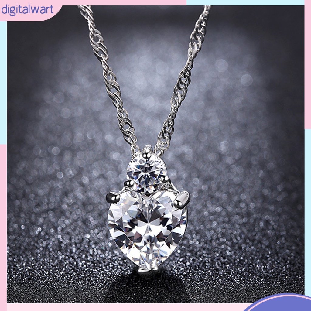 1 Bộ Vòng cổ + Bông Tai Đính Đá Hình Trái Tim Lấp Lánh Ngọt Ngào Cho Cô Dâu