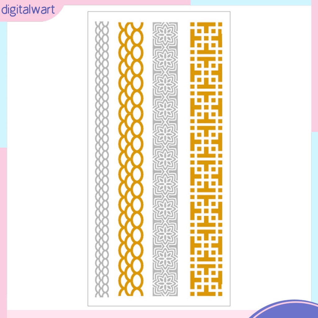 Set 4 Hình Xăm Dán Tạm Thời Màu Sắc Ánh Kim Lấp Lánh Chống Thấm Nước Dành Cho Thanh Thiếu Niên