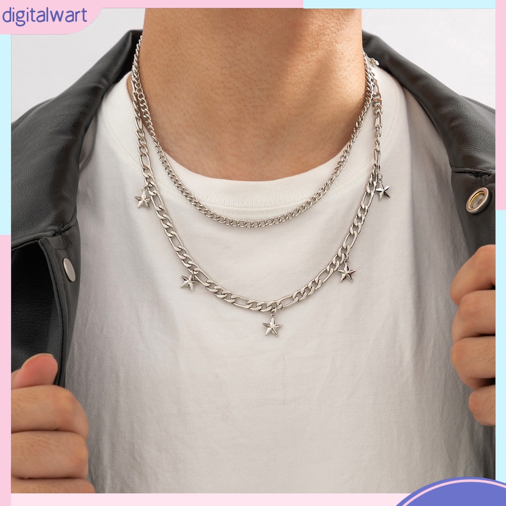 [IGT] Vòng cổ Hai Lớp Mạ Điện Mặt Ngôi Sao Năm Cánh Phong Cách Hip Hop Làm Quà Tặng Trang Sức Hàng Ngày Cho Nam