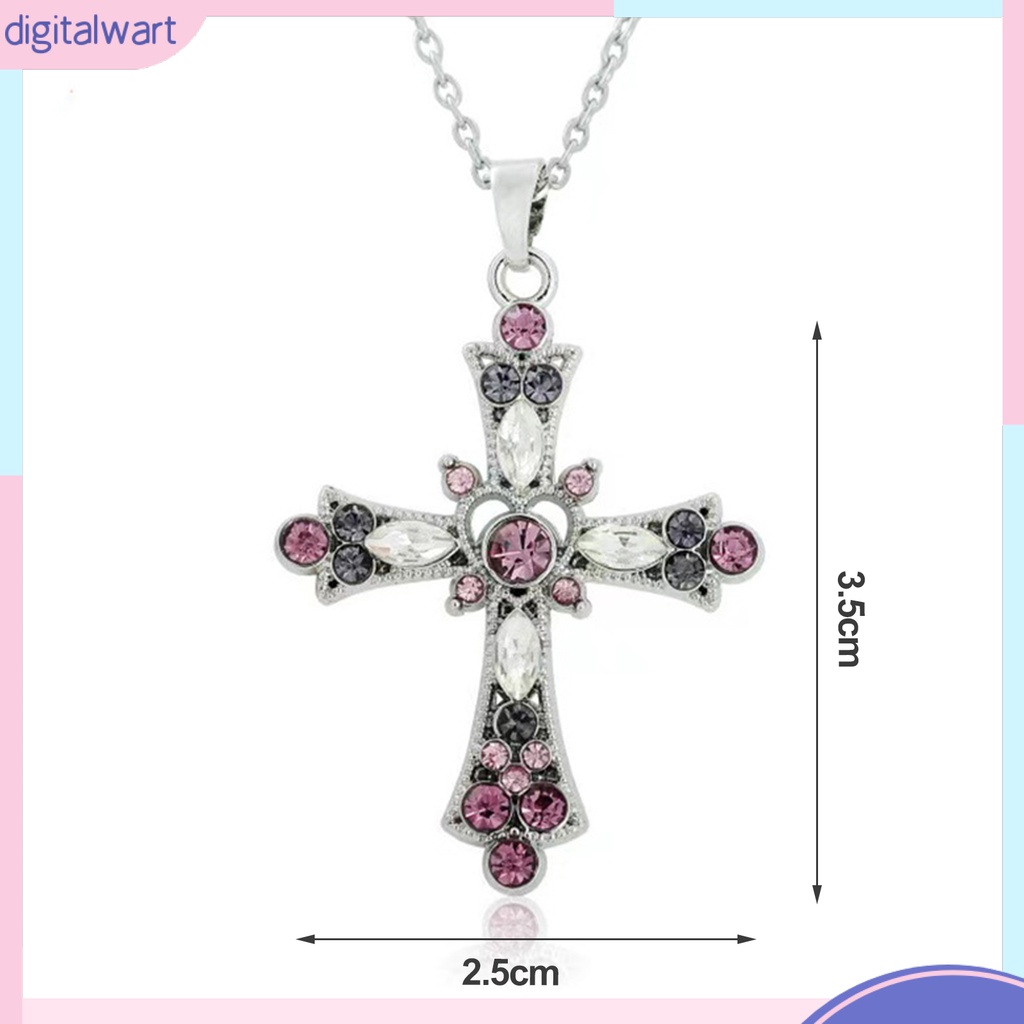 Vòng cổ Mặt Hình Chữ Thập Đính Đá Nhiều Màu Sắc Phong Cách Âu Mỹ Cho Nữ