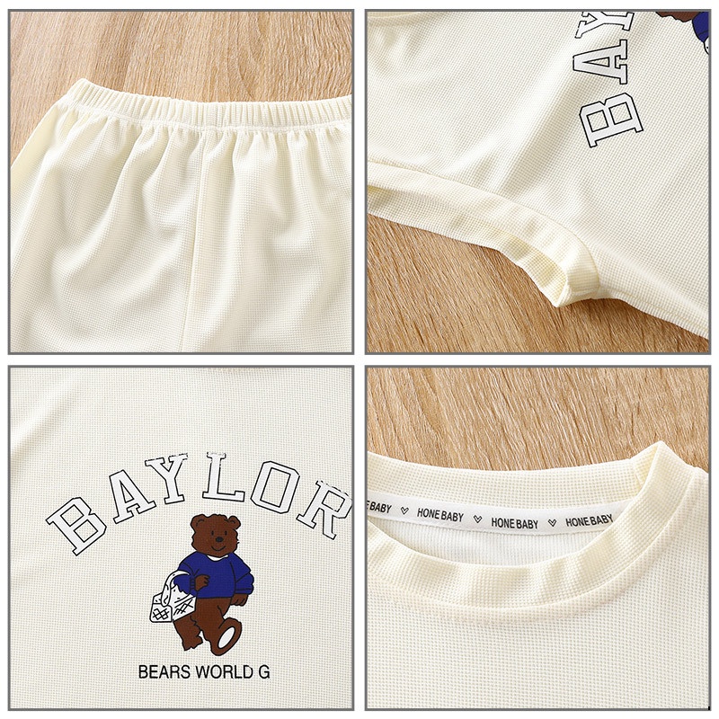 CATIMINI Set Áo Thun Ngắn Tay Và Quần short Họa Tiết Bánh waffle Phong Cách Hàn Quốc Dành Cho Các Bé