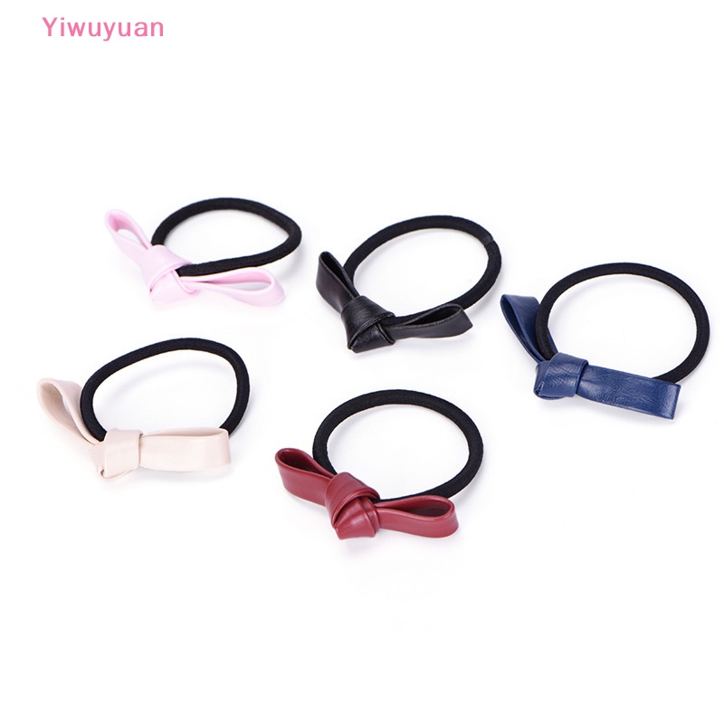 Dây Buộc Tóc Cao Su Co Giãn Bọc Da Phối Nơ Thời Trang Mới