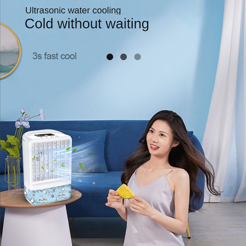 1 Bộ Quạt Làm Mát Phun Sương Nhỏ Để Bàn Không Ồn Màu Trắng Có Cổng Sạc USB