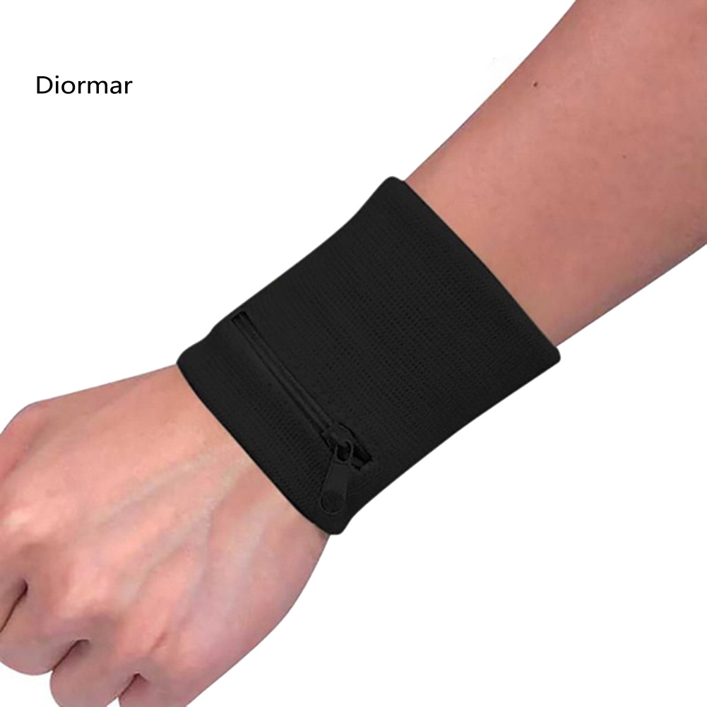 Dio Ví Đựng Tiền Xu / Chìa Khóa Mini Đeo Cổ Tay Bằng Cotton Có Khóa Kéo Thể Thao