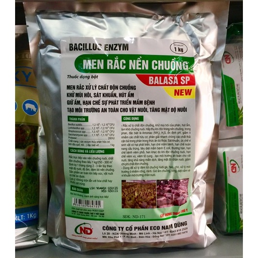 Men khử mùi hôi Balasa, xử lý nền chuồng. hầm bể phốt, hầm gas 1kg