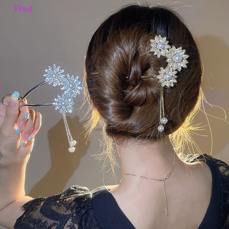 Trâm Cài Tóc Hình Hoa Đính Đá Zircon Thanh Lịch Cho Nữ