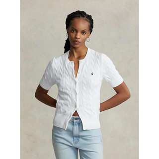 Rl nữ ngựa nhỏ 100% cotton dệt kim cardigan áo ôm tay ngắn nữ áo len mỏng chống nắng áo đan áo