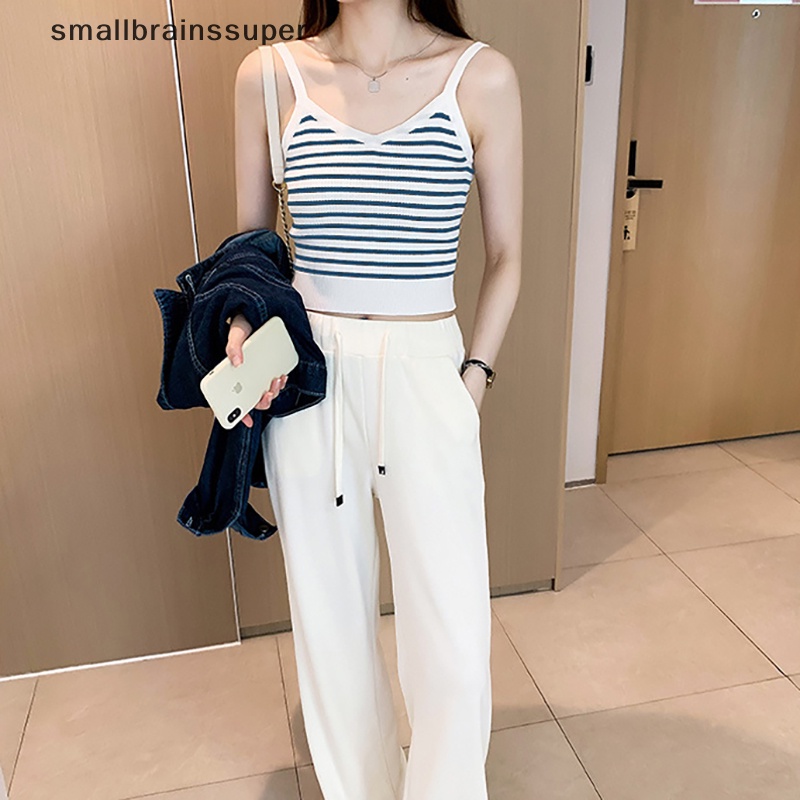 Áo Hai Dây Dệt Kim Cổ Chữ V Họa Tiết Kẻ Sọc Thời Trang Mùa Hè Quyến Rũ Cho Nữ