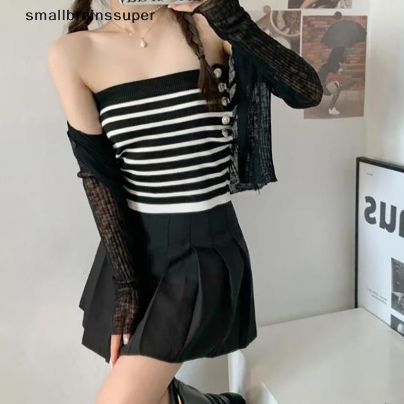 Áo Dệt Kim Hai Dây Cài Nút Họa Tiết Kẻ Sọc Gợi Cảm Thời Trang Mùa Hè Cho Bạn Gái SBS