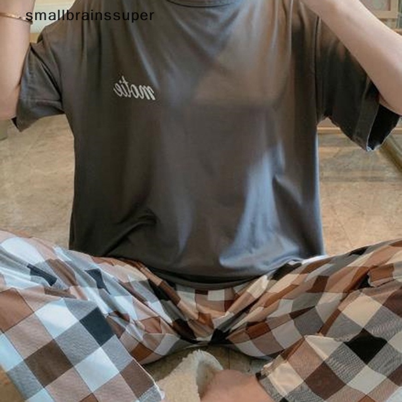 Bộ Đồ Ngủ Áo Thun Tay Ngắn Phối Quần Dài Họa Tiết Kẻ Sọc Thời Trang Mùa Hè Xinh Xắn Cho Nữ