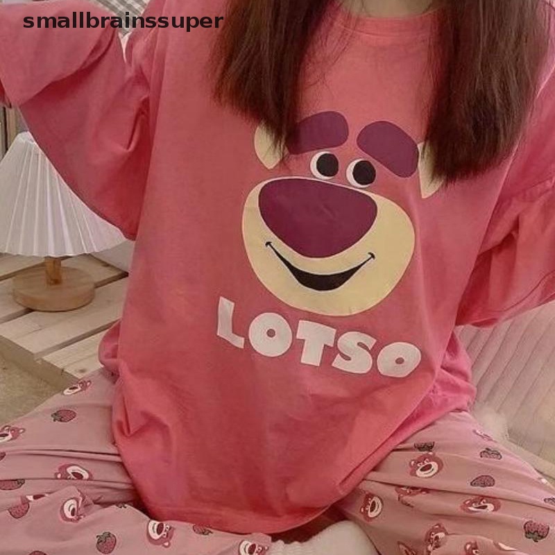 Bộ Đồ Ngủ 2 Món Gồm Áo Tay Dài Và Quần Dài In Họa Tiết Hoạt Hình Cho Nữ