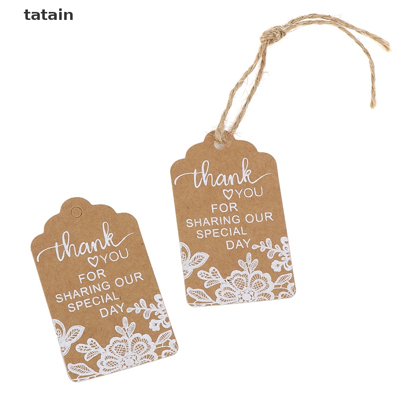 Set 50 Thẻ Giấy Kraft In Chữ Thank You Dùng Để Trang Trí Quà Cưới