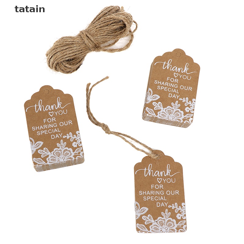 Set 50 Thẻ Giấy Kraft In Chữ Thank You Dùng Để Trang Trí Quà Cưới