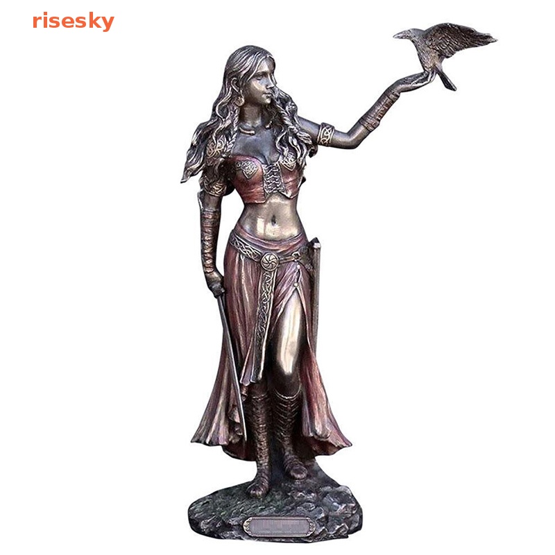 [risesky] Tượng Resin Hình Nữ Thần Celtic The Celtic Of Battle With Crow &amp; Statue