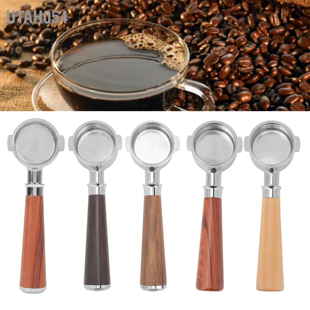 Utah054 Cà Phê Portafilter Thép Không Gỉ Rổ 51Mm Đáy Tay Cầm Gỗ Cho Máy Pha ECO310