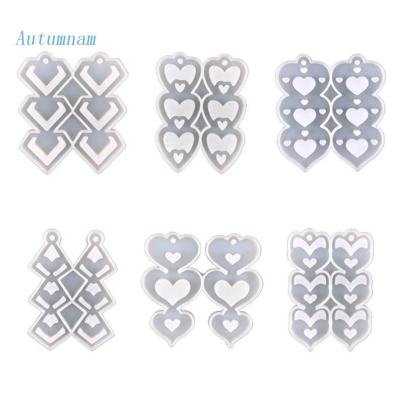 Set 1 / 6 Khuôn Silicone Làm Mặt Dây Chuyền Hình Trái Tim