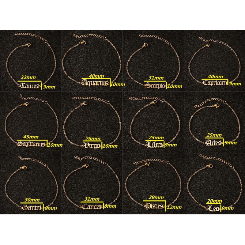 Lắc Chân Bằng Thép Không Gỉ Hình Cung Hoàng Đạo Phong Cách Âu Mỹ Thời Trang Mới