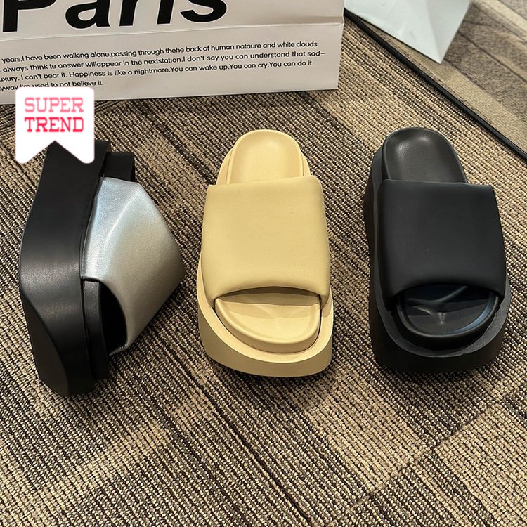 Dép Đế Xuồng 7CM Tăng Chiều Cao Mùa Hè 2023 Bằng PU Cho Nữ