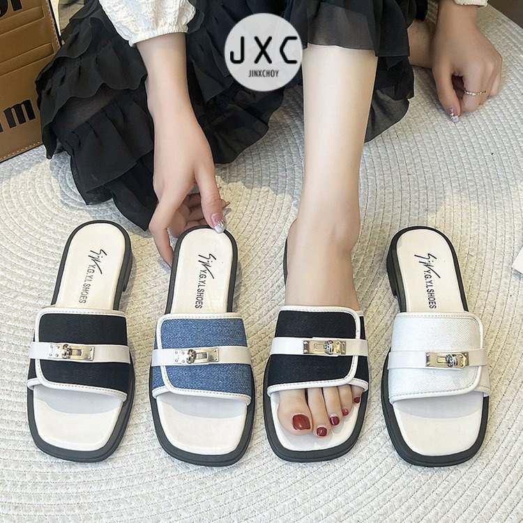 Dép Cao Gót Mũi Vuông Phong Cách Hàn Quốc Thanh Lịch Dành Cho Nữ