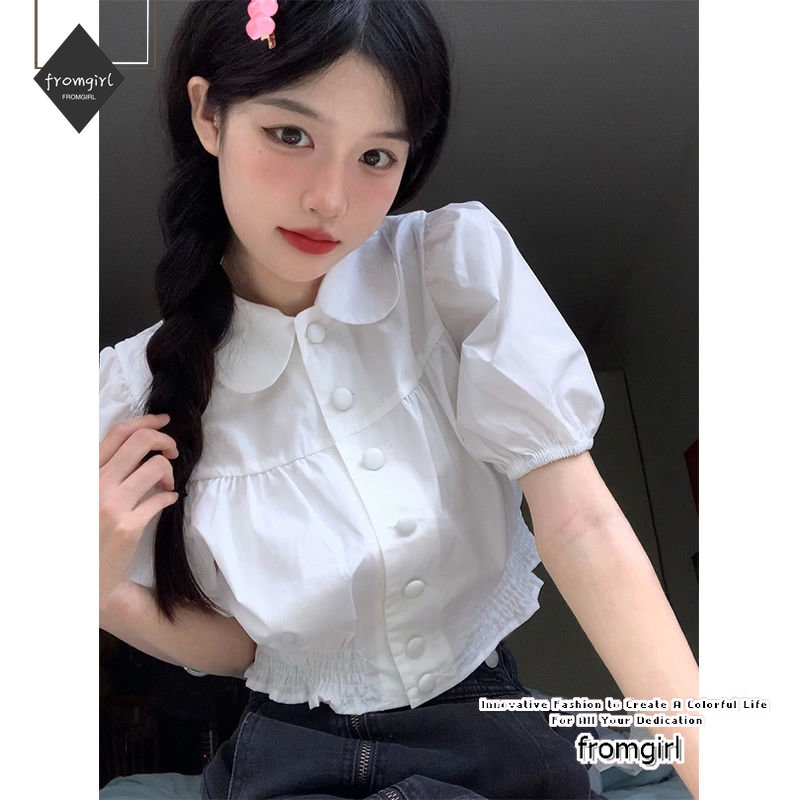 Áo Croptop Cổ Chữ U Tay Phồng Ngọt Ngào Thời Trang Mùa Hè Hàn Quốc 2023 Mới