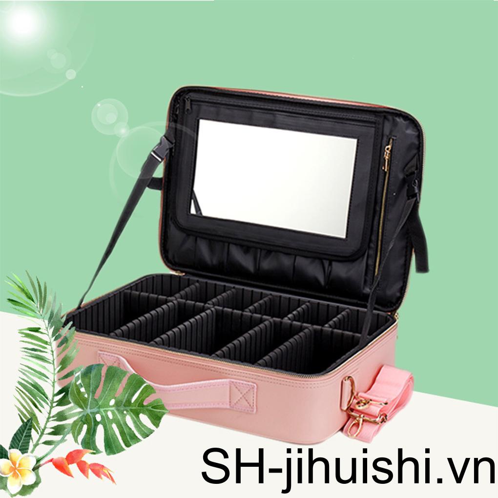 Túi Đựng Mỹ Phẩm Đi Du Lịch Bằng PU Chống Nước Có Gương Tiện Lợi Ốp