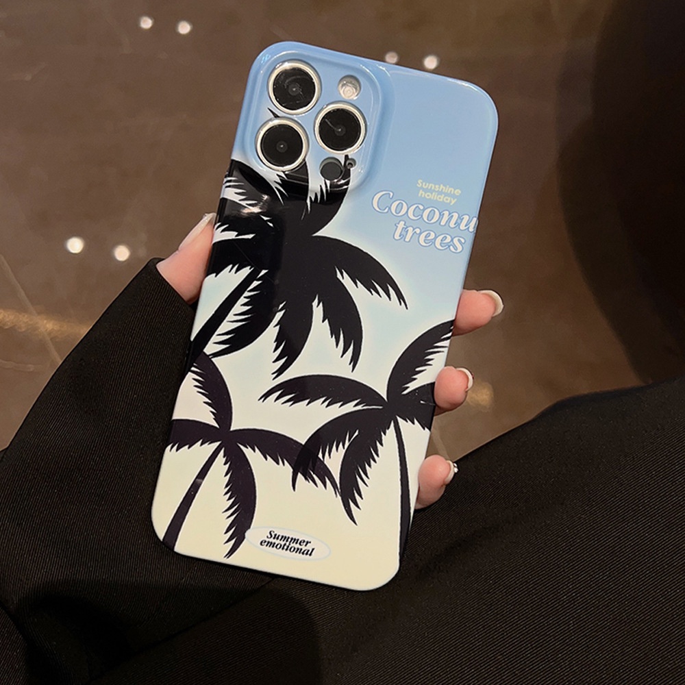Ốp Điện Thoại Cứng Họa Tiết Cây Dừa / Bầu Trời Xanh Cho Iphone SE2020 7 / 8 Plus 14 X XR XM 11 12 13 PRO MAX AT0228