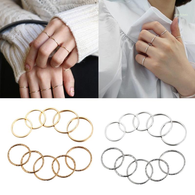 Bộ 10 Nhẫn Đeo Tay Phong Cách Bohemian Cổ Điển Cho Nữ