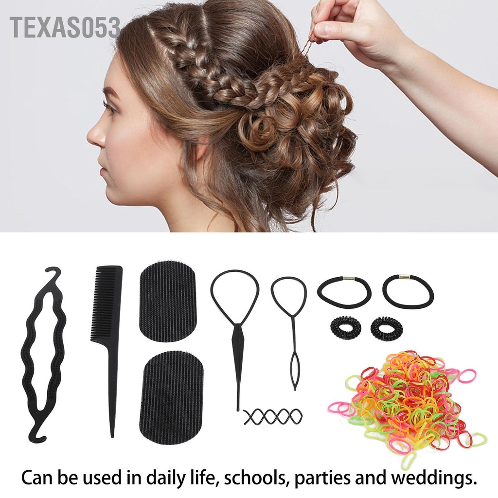 Texas053 12 Cái Công Cụ Tạo Mẫu Tóc Đuôi Lược Silicone Cho Trường Đảng