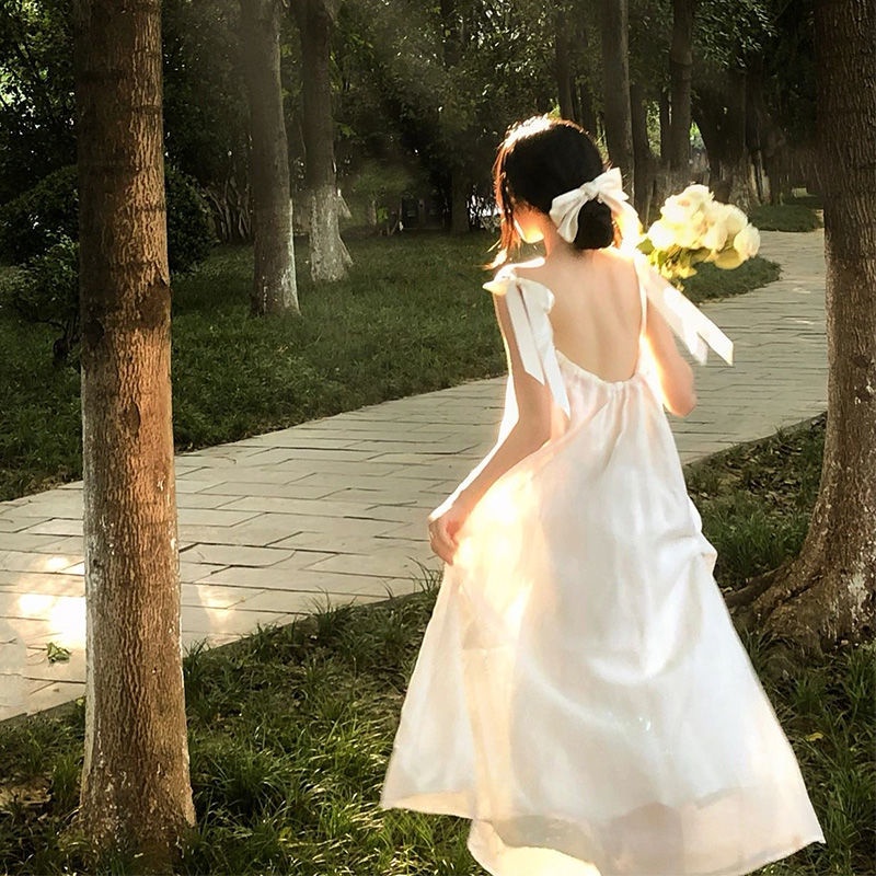 [F &amp; X] Đầm Hai Dây Dáng Dài Phong Cách Pháp Thời Trang Mùa Hè Ngọt Ngào Cao Cấp Cho Nữ