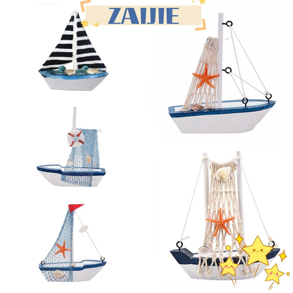 Mô Hình Thuyền Buồm Zaijie 24 Màu Xanh Dương Phong Cách Địa Trung Hải Độc Đáo