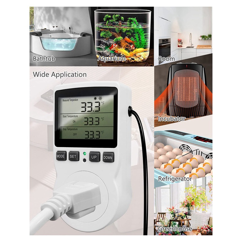 Ổ Cắm Điện Kiểm Soát Nhiệt Độ Kỹ Thuật Số 120V 110V Cho Bể Nuôi Động Vật Bò Sát