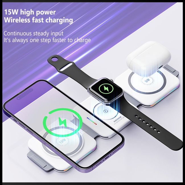 Đế Sạc Không Dây Zevaret Remax Rp-w72 22.5w 3 Trong 1 Có Thể Gập Lại Được