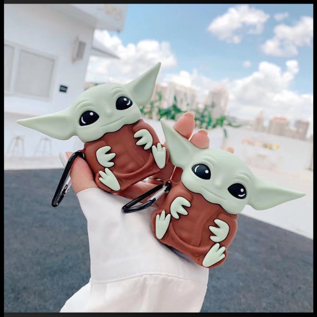 Vỏ Bảo Vệ Hộp Sạc Tai nghe không dây Airpods Pro 123 Hình Yoda Đầu To Dễ Thương