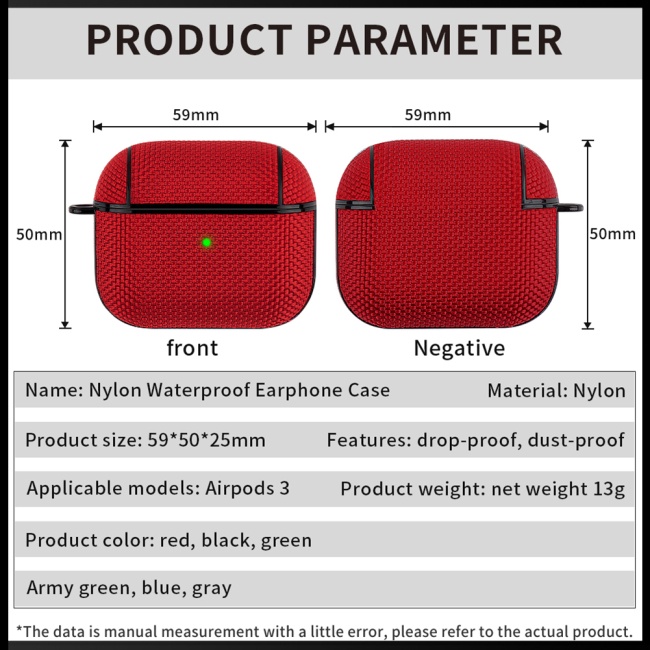 Vỏ Bảo Vệ Hộp Sạc Tai Nghe Airpods 3 Không Dây Chống Bụi Chống Thấm Nước Kèm Móc Chống Thất Lạc