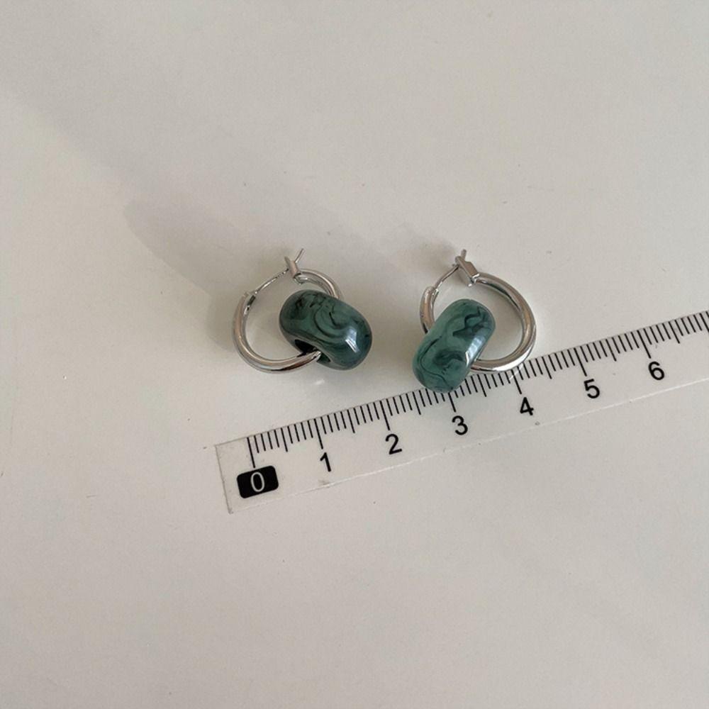 Khuyên Tai Hợp Kim Hình Học Đơn Giản Màu Đen Phong Cách Hàn Quốc