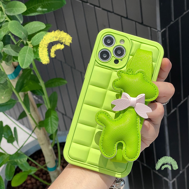 Ốp Điện Thoại Silicon Hình Vuông Màu Trà Xanh Chống Sốc Cho iPhone 11 12 13 14 Pro Max