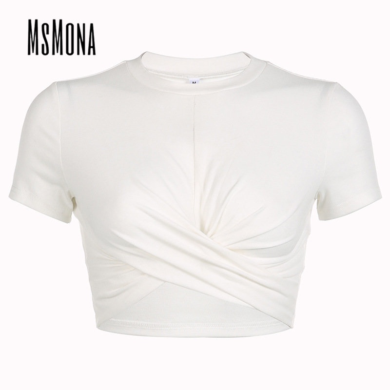 Áo Thun Tay Ngắn Cổ Tròn Màu Trơn Dáng Ôm Thời Trang 2023 Quyến Rũ Cho Nữ