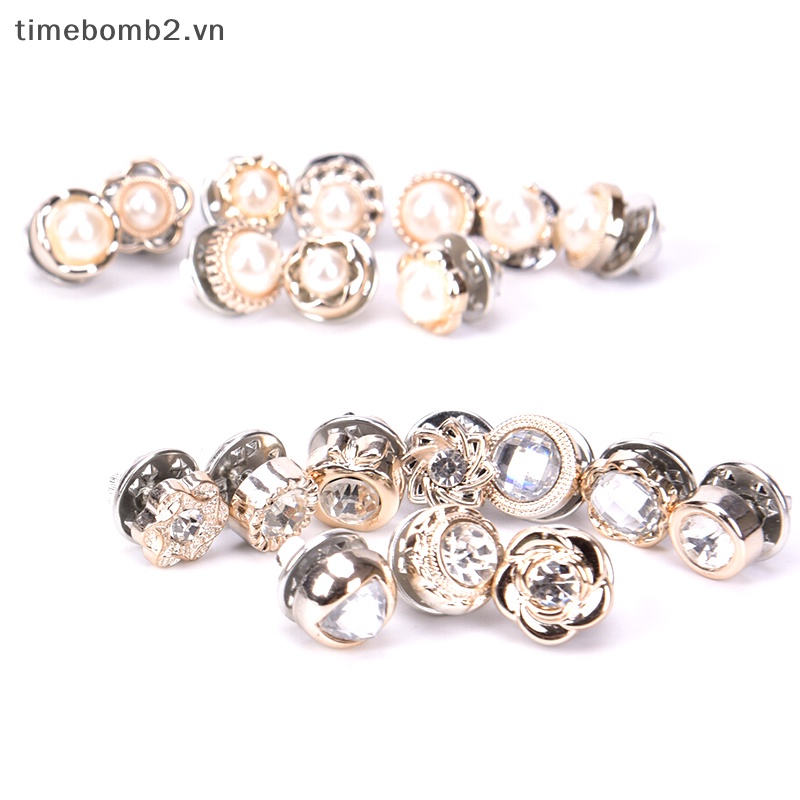 Set 10 Ghim Cài Áo Hình Bông Hoa Đính Ngọc Trai Nhân Tạo